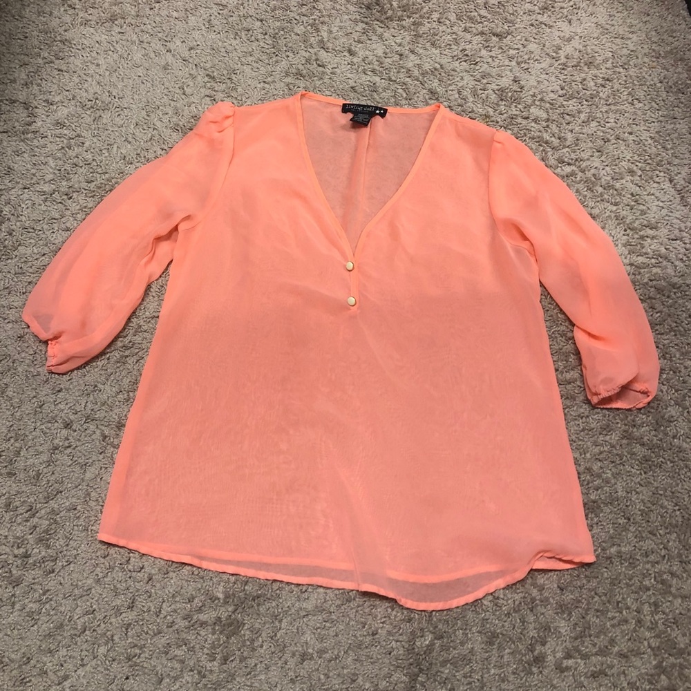 Sheer orange 3/4 sleeve top